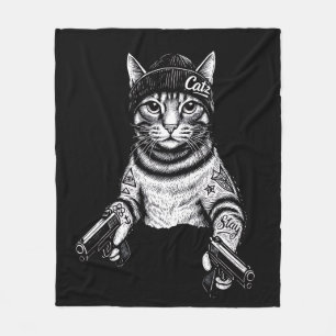 Gangsterkatt Tatuering Konst Cool Streetwear Kit Fleecefilt