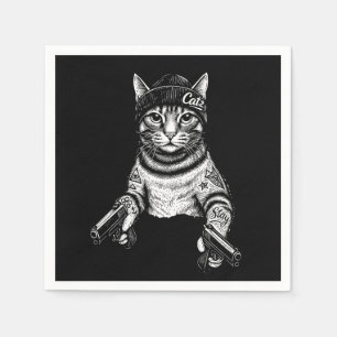 Gangsterkatt Tatuering Konst Cool Streetwear Kit Pappersservett