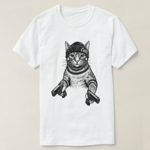 Gangsterkatt Tatuering Konst   Cool Streetwear Kit T Shirt
