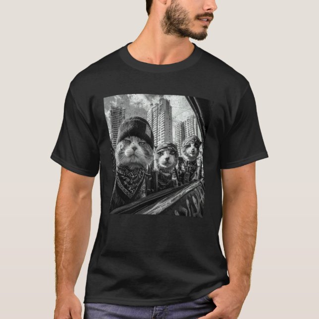 Gangsterkatter Gatufullt T Shirt (Framsida)