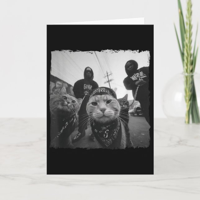 Gangsterkatter Streetwear Cool Cat-motiv Rolig  Kort (Framsida)