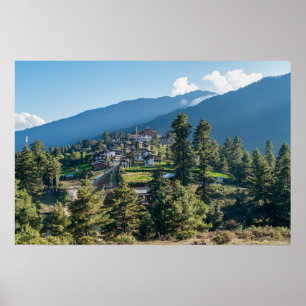 Gangtey Goemba Buddhistiska klostret, centrala Bhu Poster