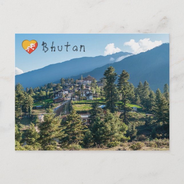 Gangtey Goemba Buddhistkloster, centrala Bhutan Vykort (Framsida)
