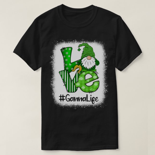 Ganna Kärlek St patricks day Bleached Gnome Lucky T Shirt (Design framsida)