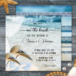 Gannet Beach med Snöre Destination Wedding Inbjudningar
