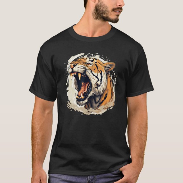 Ganska cool Tiger Face för Sabertooth och stora ka T Shirt (Framsida)