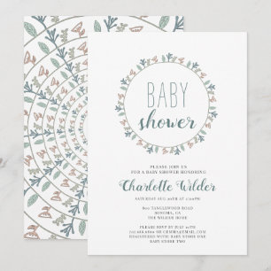 Ganska dammig blå pastell lavendel baby shower inbjudningar