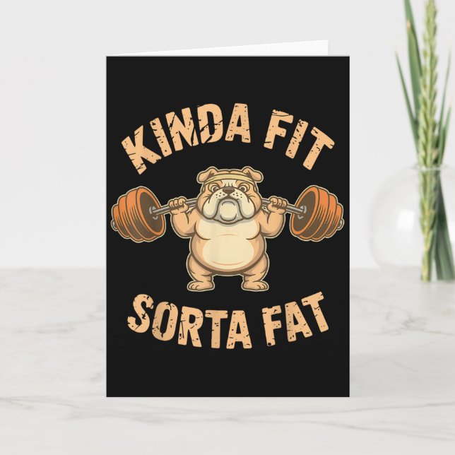 Ganska Fit Ganska Tjock - Rolig Gym Hund Tyngdlyft Kort (Framsida)