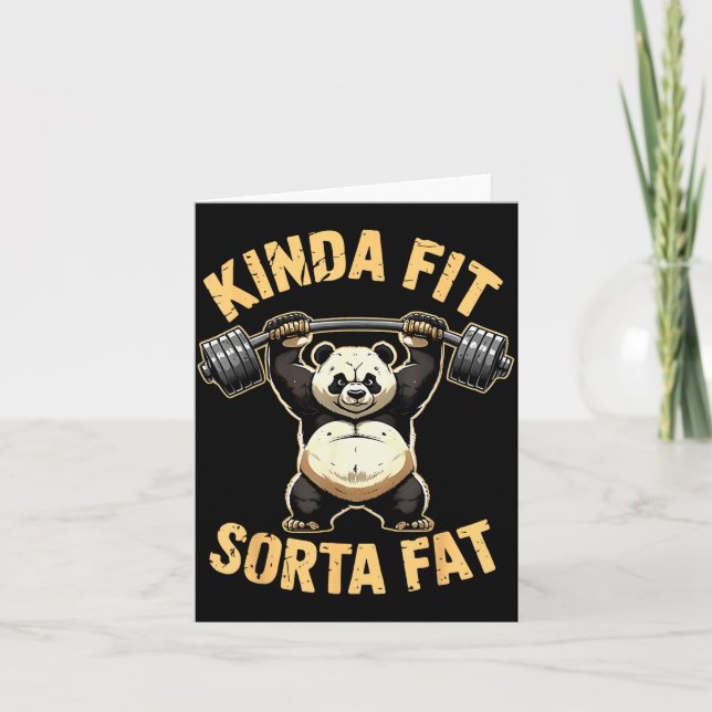 Ganska Fit Ganska Tjock - Rolig Gym Panda Tyngdlyf Kort (Framsida)