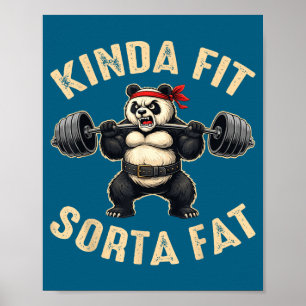 Ganska Fit Någorlunda Fet Gymbesökare Panda Tyngdl Poster