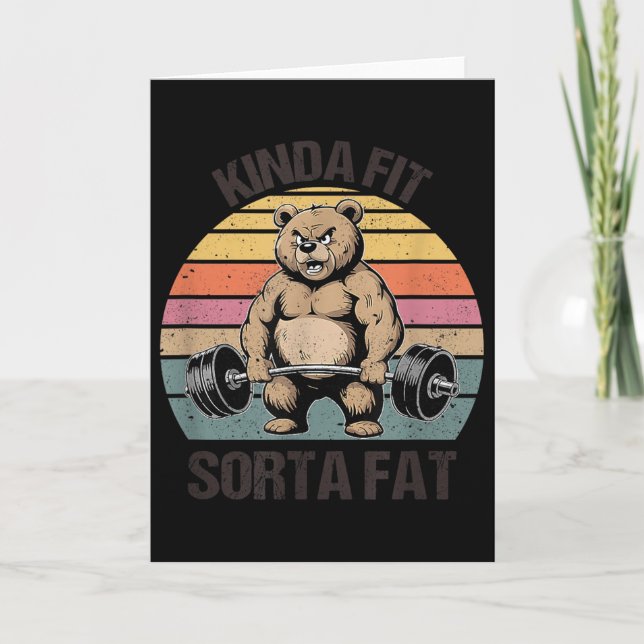 Ganska Fit Någorlunda Fet - Rolig Gymbjörn Viktlyf Kort (Framsida)