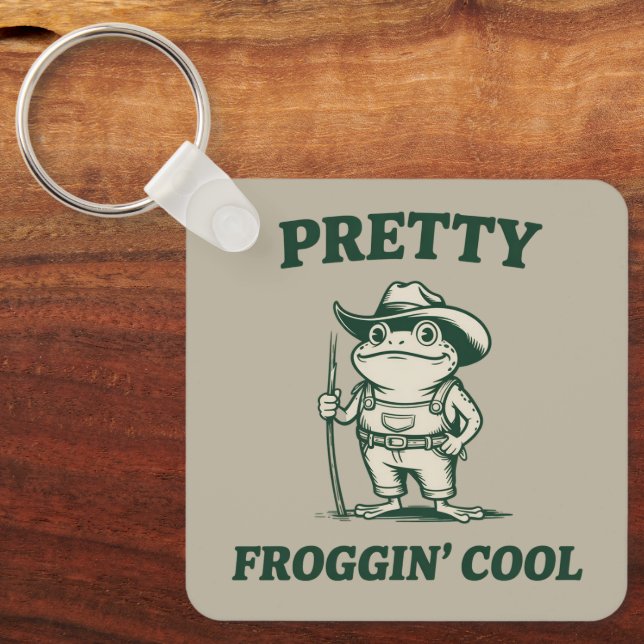 Ganska Froggin Cool Groda Padda Meme-älskare Vinta Nyckelring (Framsida)