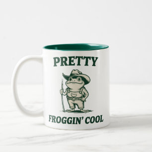 Ganska Froggin Cool Groda Padda Meme-älskare Vinta Två-Tonad Mugg