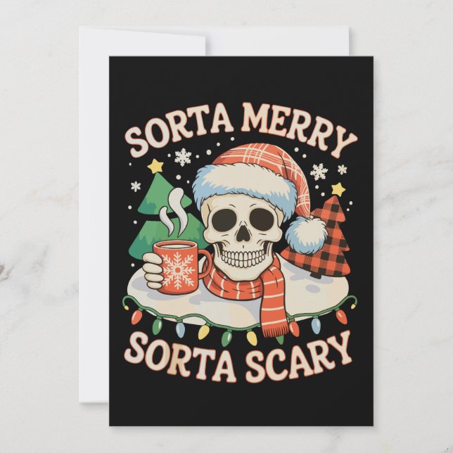Ganska glad ganska läskig skelett jul julkort (Framsida)