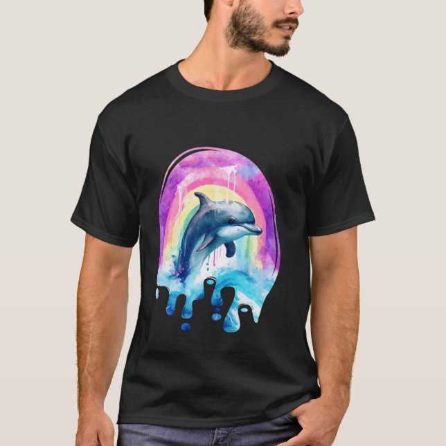 Ganska hoppande delfin, Den färg-färgrika T Shirt (Framsida)