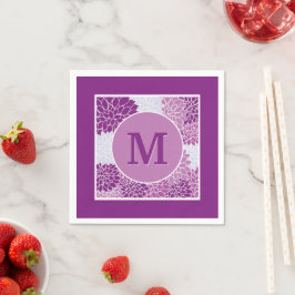 Ganska modern monogram lila blommönsterfest pappersservett