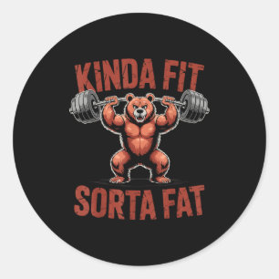 Ganska passabel ganska fet rolig gym bulldog tyngd runt klistermärke