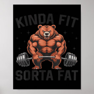 Ganska passabel ganska fet rolig gymbjörn tyngdlyf poster