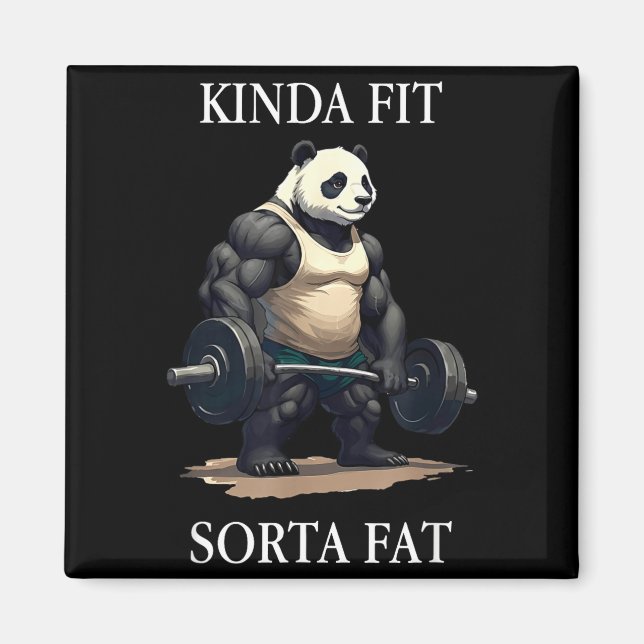 Ganska passande ganska fet rolig gym panda tyngdly magnet (Framsidan)