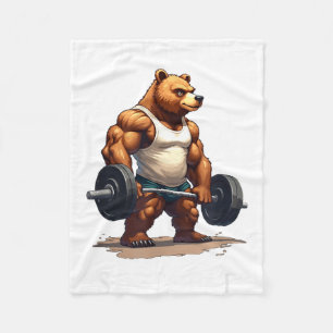 Ganska passlig ganska fet - Rolig gymbjörn som lyf Fleecefilt