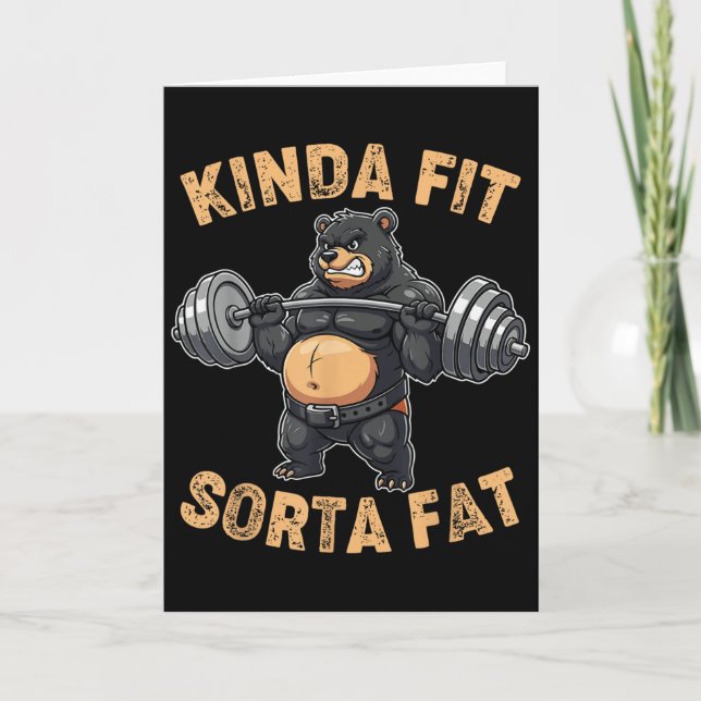 Ganska passlig ganska fet rolig gymbjörn tyngdlyft kort (Framsida)