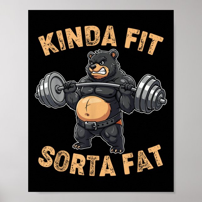 Ganska passlig ganska fet rolig gymbjörn tyngdlyft poster (Framsidan)