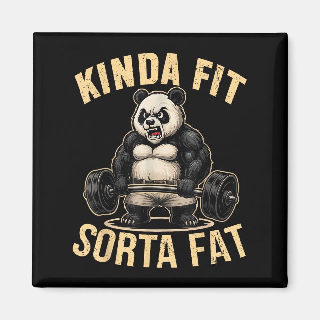 Ganska passlig ganska tjock - Rolig gym Panda tyng Magnet (Framsidan)