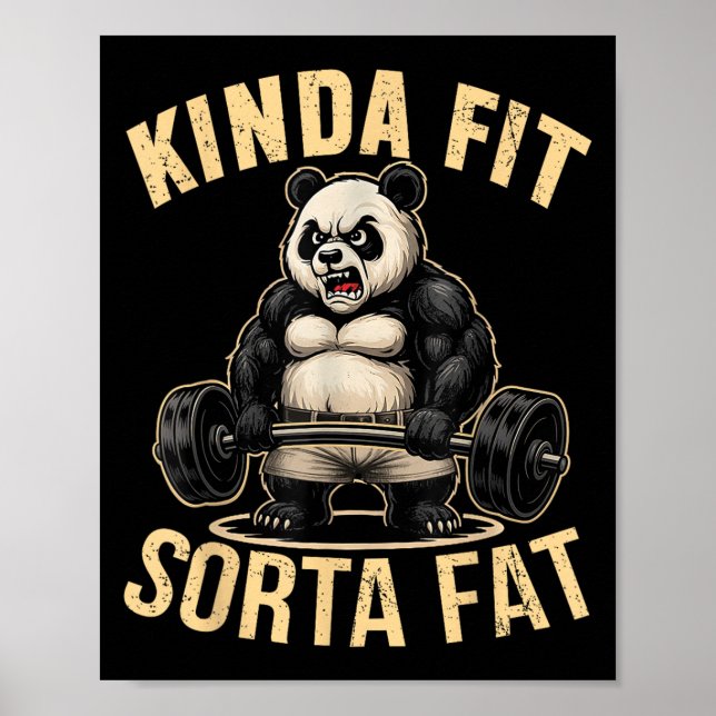 Ganska passlig ganska tjock - Rolig gym panda tyng Poster (Framsidan)
