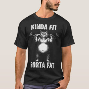 Ganska Passlig Lite Fet Katt Viktlyftning Rolig Gy T Shirt