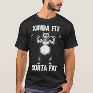 Ganska Passlig Lite Fet Katt Viktlyftning Rolig Gy T Shirt