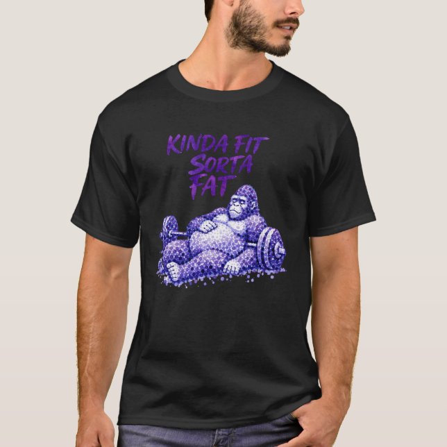 Ganska Passlig Lite Fet Rolig Gorilla Gym Träning T Shirt (Framsida)