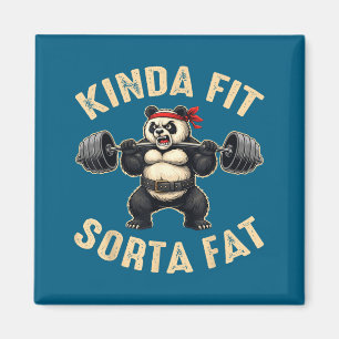 Ganska passlig lite tjock gymnär panda tyngdlyftni magnet