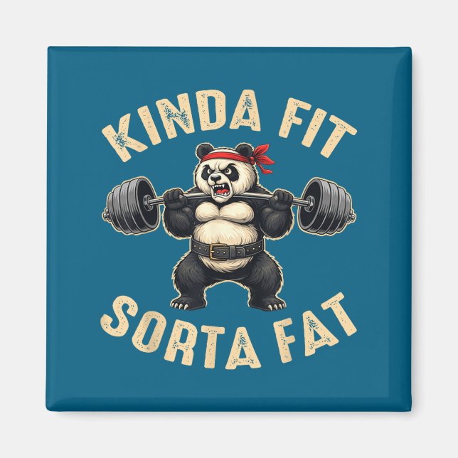 Ganska passlig lite tjock gymnär panda tyngdlyftni magnet (Framsidan)