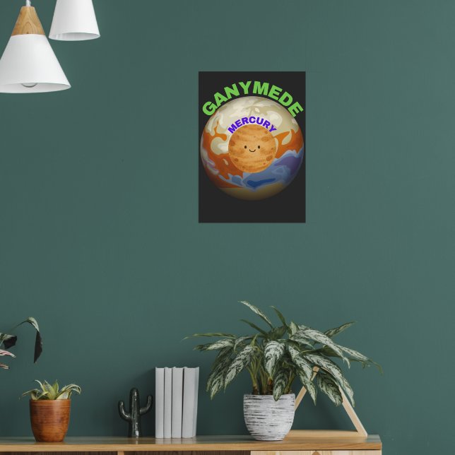 Ganymede vs Mercury Poster | Space Size Comparison (Vardagsrum 1)