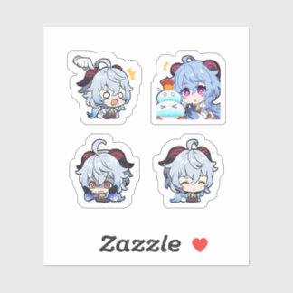 Ganyu Genshin Impact 4 Pack Sticker Ark Extra Pa Klistermärken