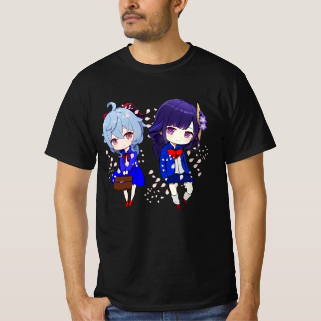 Ganyu och Raiden Shogun T Shirt (Framsida)