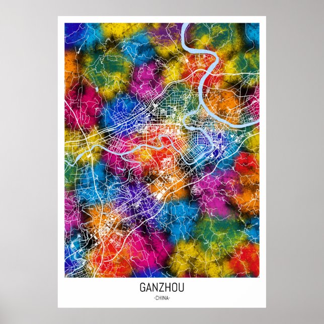 Ganzhou China City Karta Poster (Framsidan)