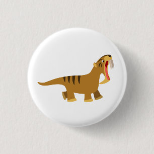 Gaping Mouth Tecknad Thylacosmilus Button Badge Knapp