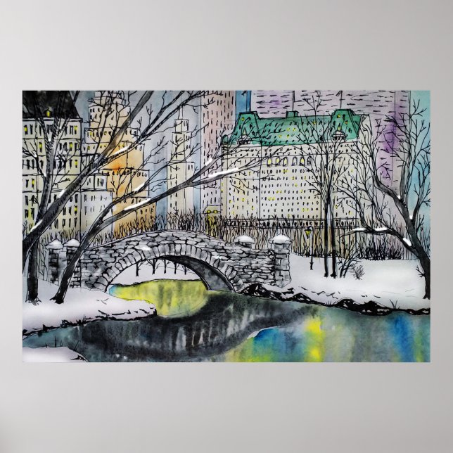 Gapstow Bridge, Central Park, New York Poster (Framsidan)