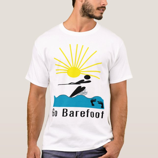 Går barfota - den barfota vattenskidåkningen t-shirt (Framsida)