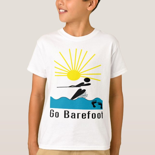 Går barfota - den barfota vattenskidåkningen t shirt (Framsida)