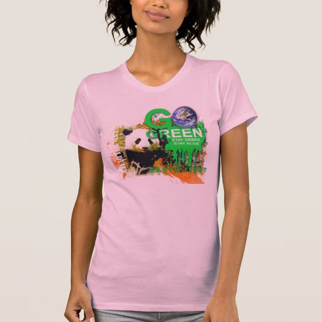 går den gröna pandaen tee shirt (Framsida)