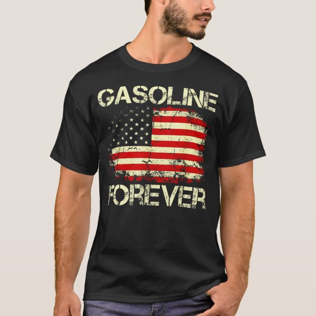 Gar för bensin för USA flagga Funny bränslebil T Shirt (Framsida)