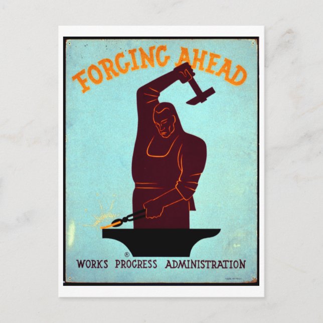 Går framåt Works Progress Administration  Vykort (Framsida)