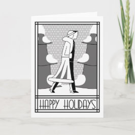 "Går glad helg" i snön Helgkort