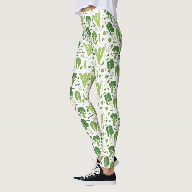 Går grönt! Lövrik grönt! Trädgårds- Veggies för Leggings (Vänster)