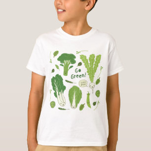 Går grönt! Lövrika gröna gulliga Veggies för T-shirt