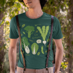 Går grönt! Lövrika gröna gulliga Veggies för T Shirt