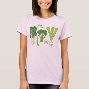 Går grönt! Lövrika gröna gulliga Veggies för Tee Shirt