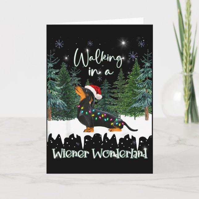 Går i en Wiener Wonderland Dachshund  Kort (Framsida)